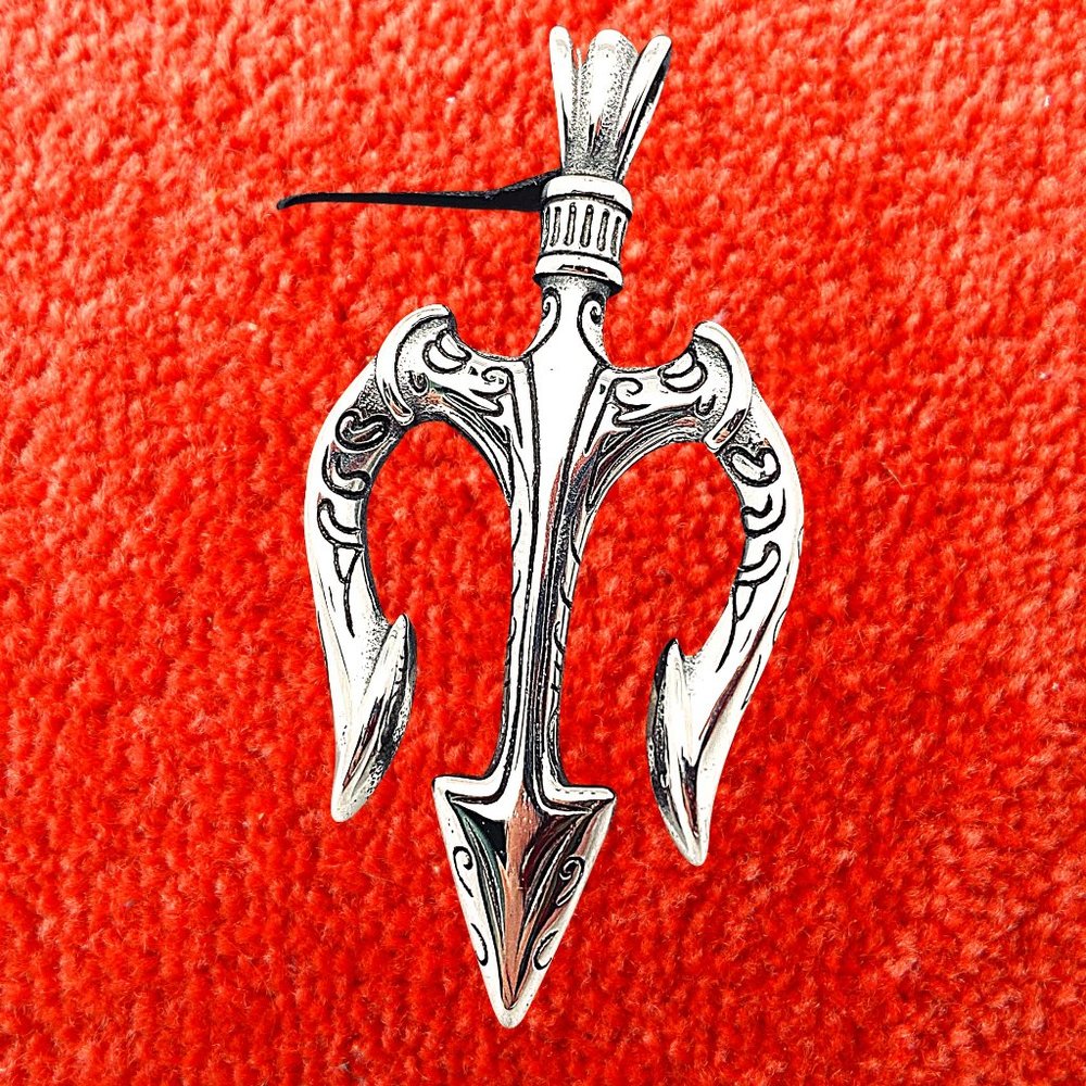 Surgical Stainless Steel 316L Poseidon Trident Pendant Necklace